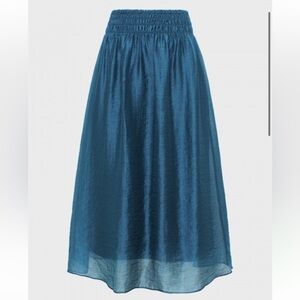 Vince Smocked Tencel Blend Gathered Waist Midi Skirt size Medium